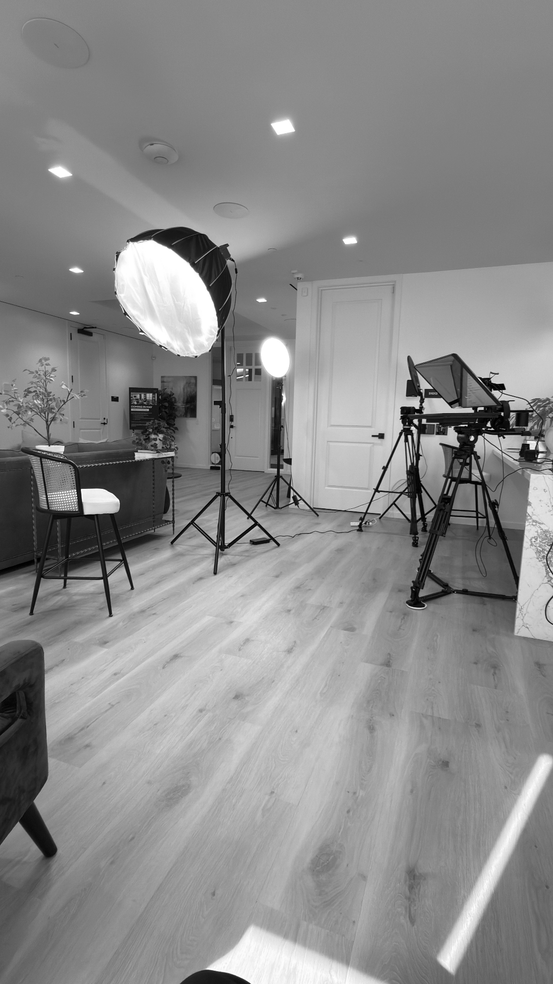 Headshot session setup on location